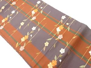 縞に桜模様織出し名古屋帯